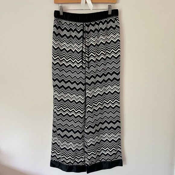 Missoni Satin Silky Black and White Chevron Pajama Pants - Picture 1 of 3